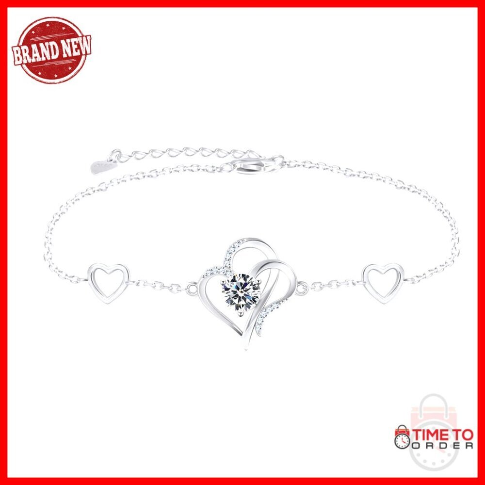 925 Sterling Silver Adjustable Link Bracelet with Zirconia Birthstone Charm